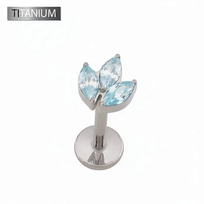 Premium G23 Titanium Marquise Trio Threadless Flat Back