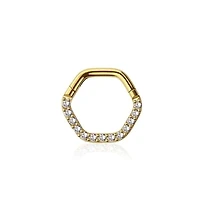 Premium Hexagon Crystal Segment Ring 16g