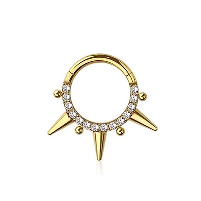Crystal Spiked + Dotwork Segment Ring 16g