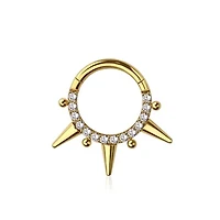 Crystal Spiked + Dotwork Segment Ring 16g