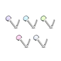 PREMIUM Bezel-Set Moonstone Nose Pin 18g