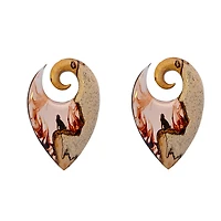 Wood and Epoxy Howling Wolf Ear Weights 0g