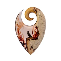 Wood and Epoxy Howling Wolf Ear Weights 0g