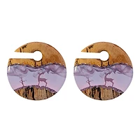 Wood and Epoxy Smoky Deer Ear Weights 00g