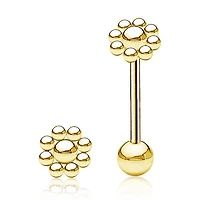 PREMIUM Bead Flower Tongue Barbell 14g