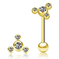PREMIUM Floating Crystal Tongue Barbell 14g