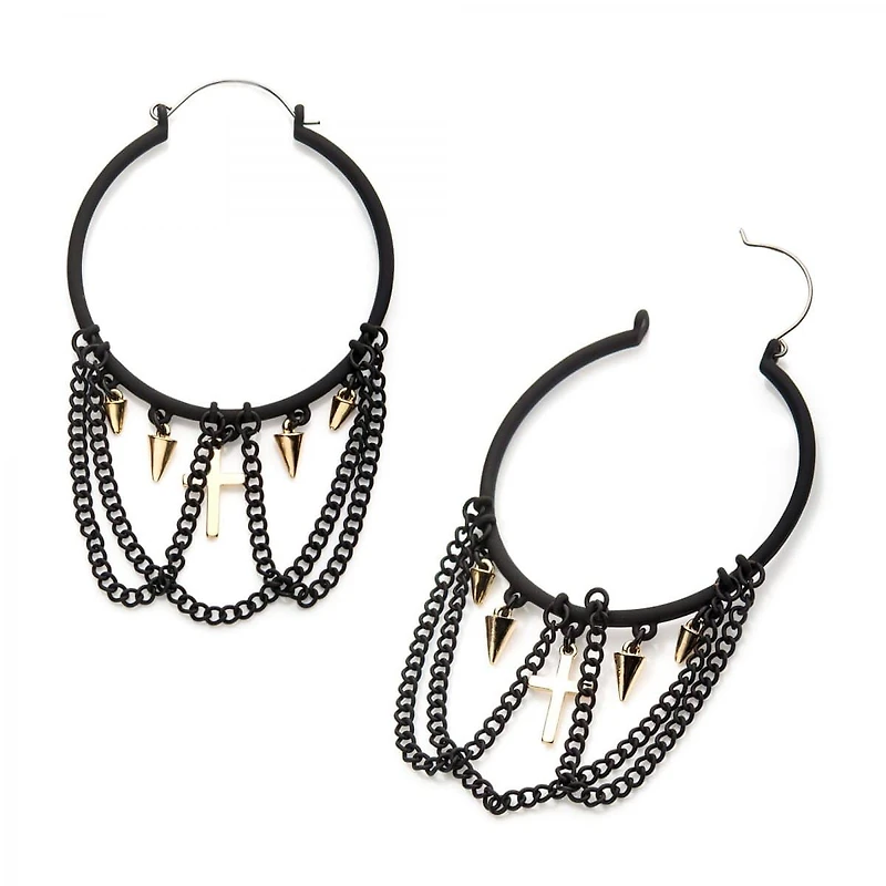 Cross + Chain Hoop Tunnel Hangers