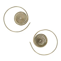 Brass Coiled Disk Spiral Earrings