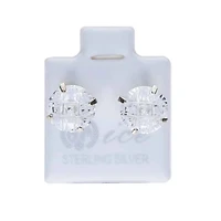 Surgical Steel Clear Etched Round Ice Earrings