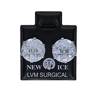 Surgical Steel Clear Etched Round Ice Earrings - Set of 10