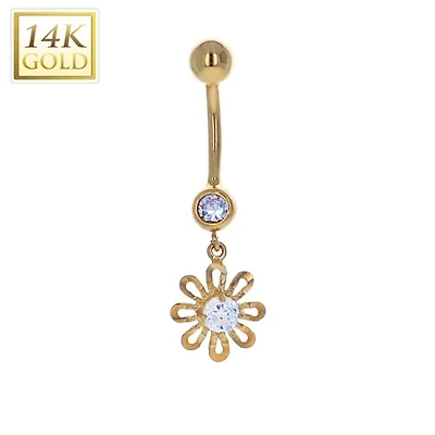 14K Gold Flower Belly Dangle 14g
