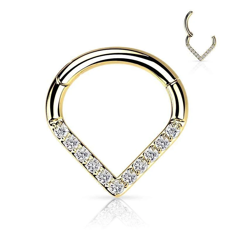 Premium Crystal Triangle Segment Ring 16g