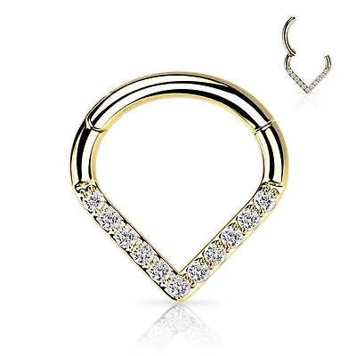 Premium Crystal Triangle Segment Ring 16g