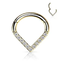 Premium Crystal Triangle Segment Ring 16g