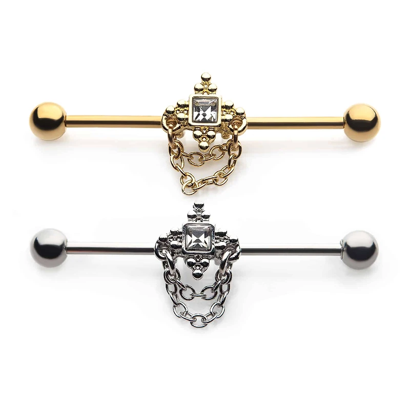 Premium Square + Chain Industrial Barbell 14g