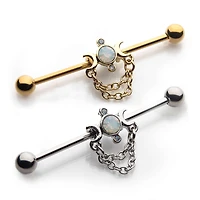 PREMIUM Tri-Moon + Chain Industrial Barbell 14g
