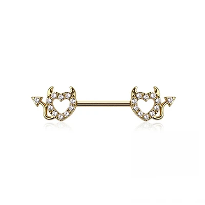 Devil Heart Nipple Ring 14g