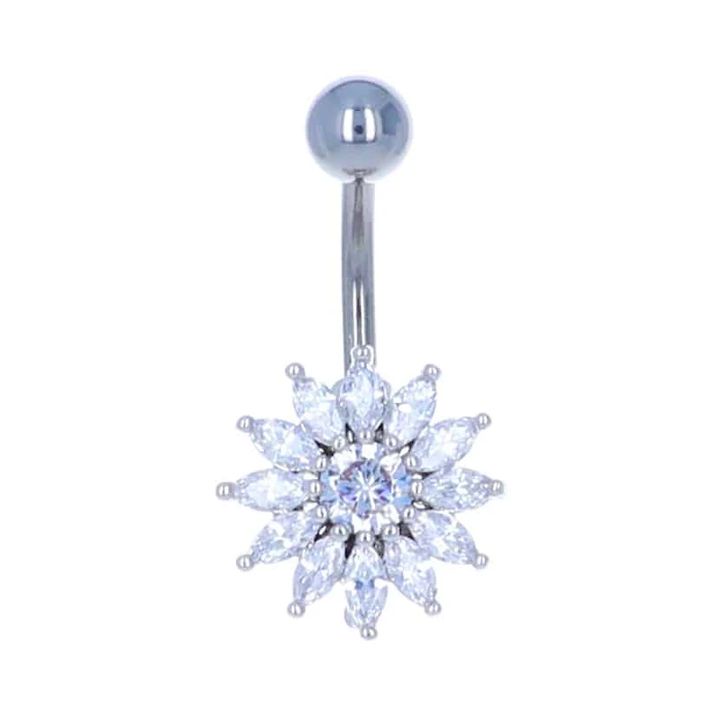 Claw-Set Sunflower Navel Barbell 14g