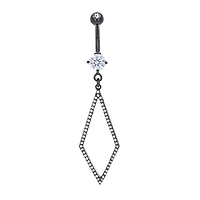 Paved Diamond Outline Navel Dangle 14g