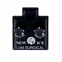 Surgical Steel Black Round Ice Earrings