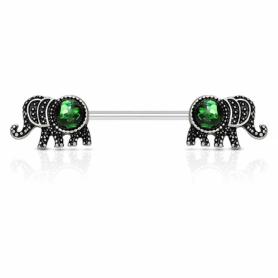 Green Opal Elephant Nipple Barbell 14g