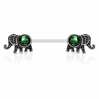 Green Opal Elephant Nipple Barbell 14g