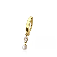 Claw-Set Marquise Crystal Pearl Dangle Clicker 14g