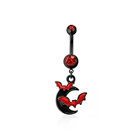 Bats and Crescent Moon Navel Dangle 14g