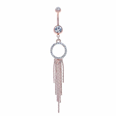 Crystal Circle + Chains Navel Dangle 14g