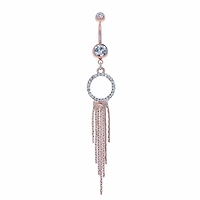 Crystal Circle + Chains Navel Dangle 14g