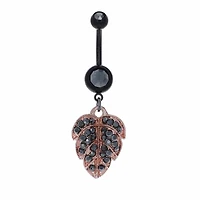 Two-Tone Leaf Navel Dangle 14g
