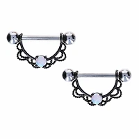 Filigree + White Opal Nipple Shield 14g