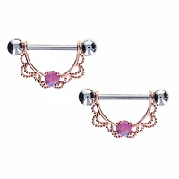 Filigree + Pink Opal Nipple Shield 14g