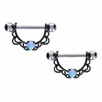 Filigree + Soft Blue Opal Nipple Shield 14g