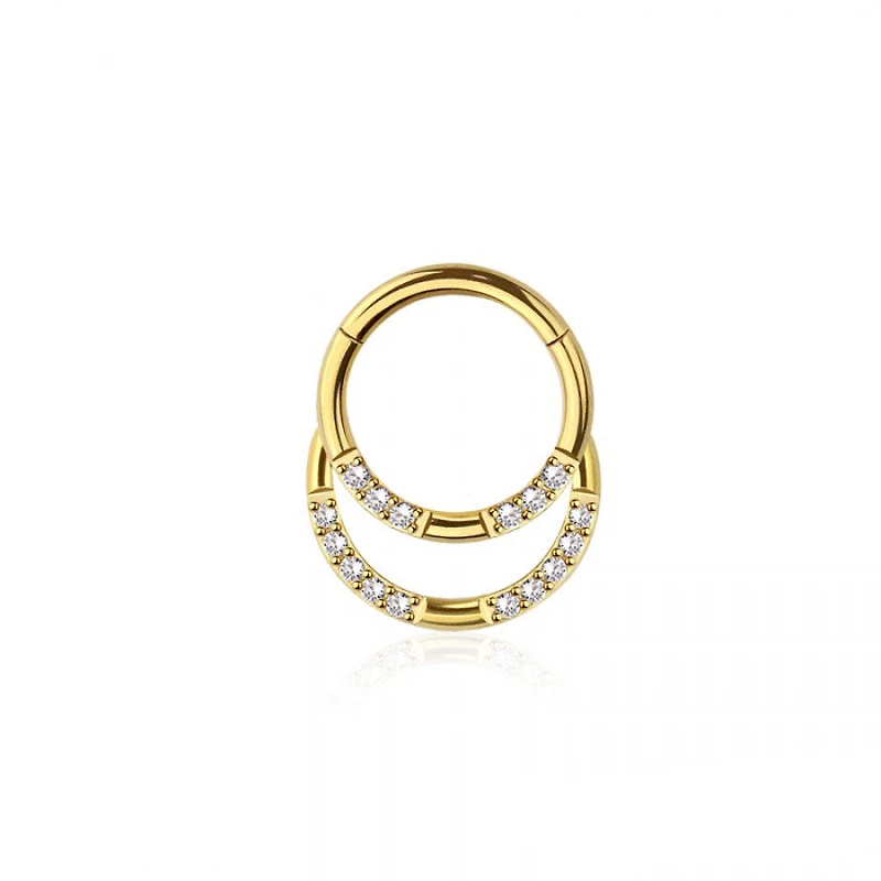 Premium Duo Crystal Stack Segment Ring 16g