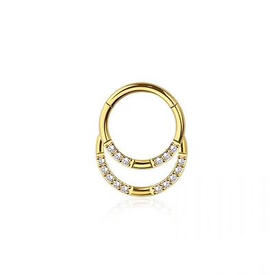 Premium Duo Crystal Stack Segment Ring 16g