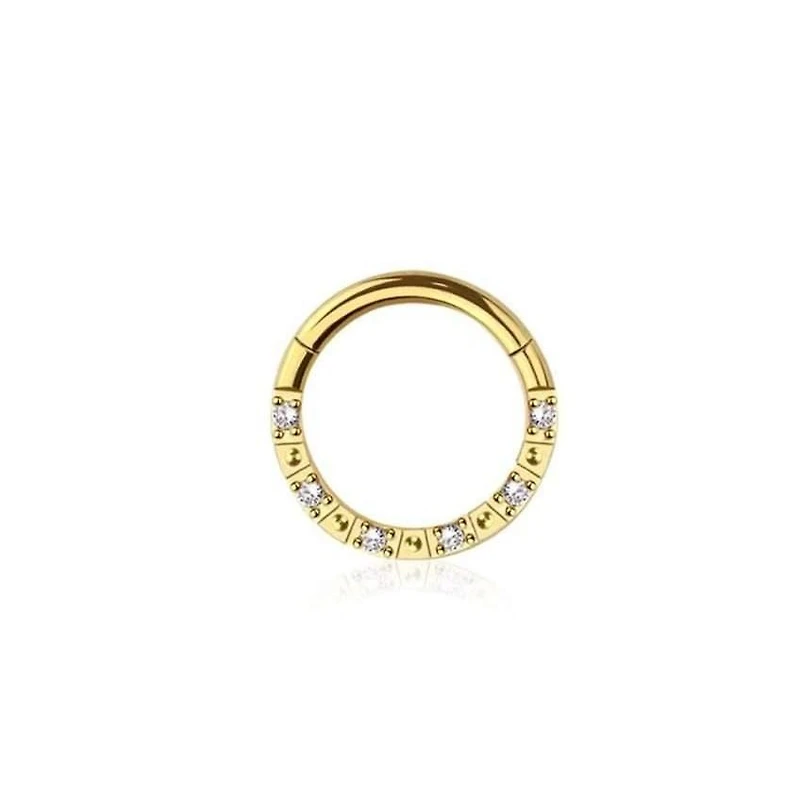 Premium Textured Edge + Crystal Segment Ring 16g