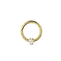 Premium Textured + Pear-cut Crystal Segment Ring 16g