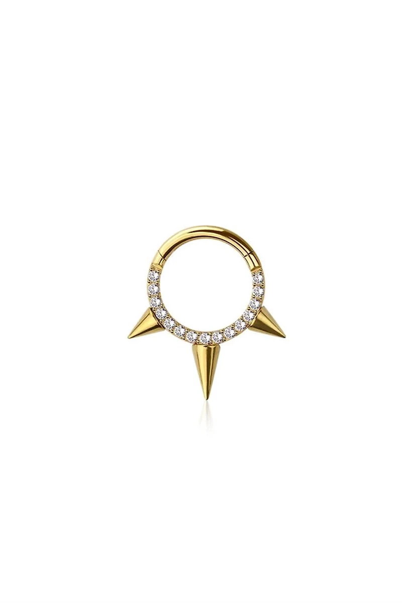 Premium Spiked Channel-Set Crystal Segment Ring 16g