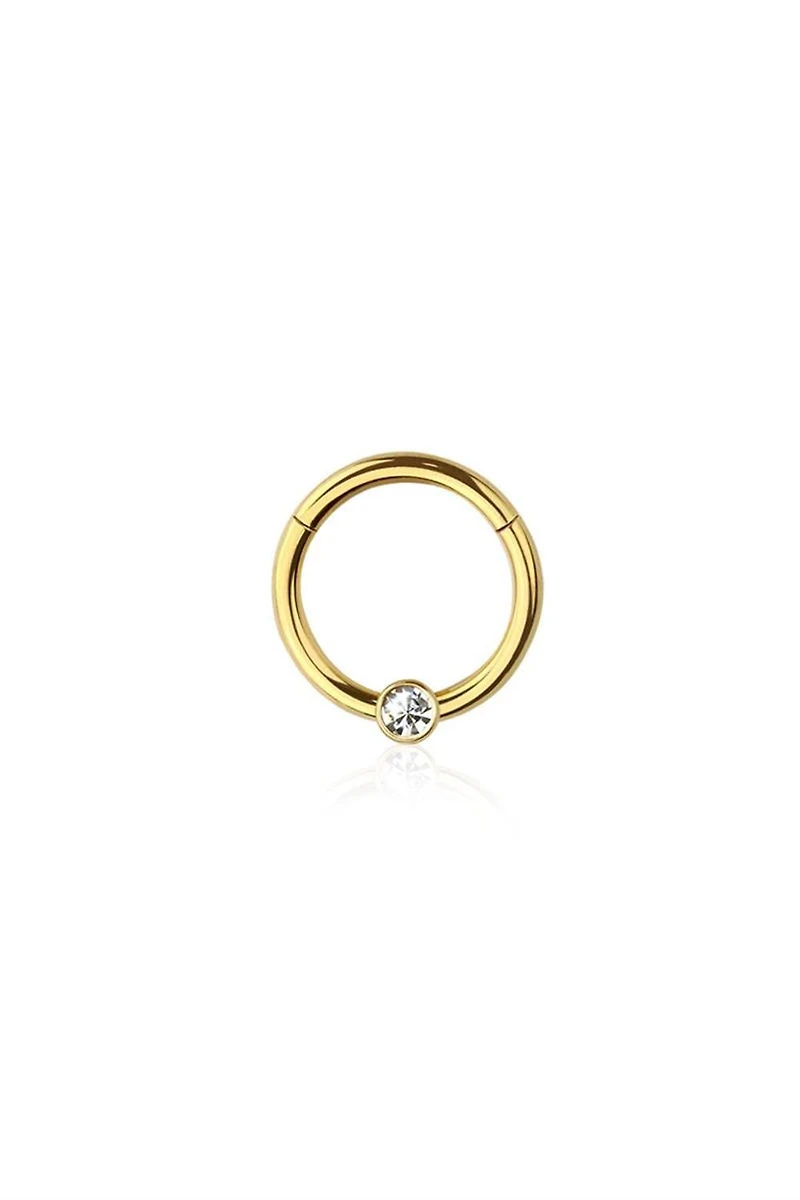 Premium Bezel-Set Crystal Segment Ring 16g