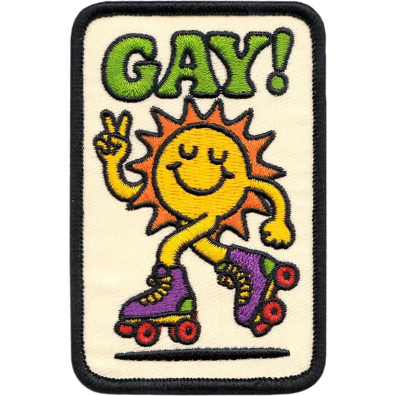 Patch - "Gay!" - Peace Loving Sun On Rollerskates