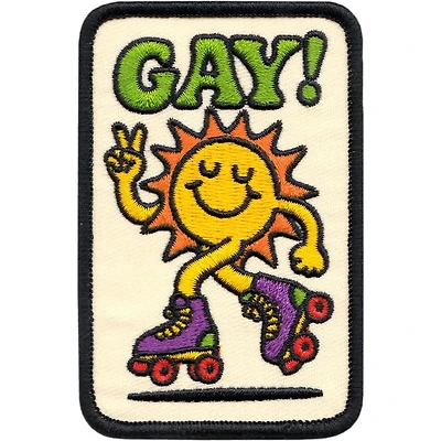 Patch - "Gay!" - Peace Loving Sun On Rollerskates