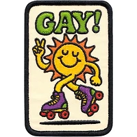 Patch - "Gay!" - Peace Loving Sun On Rollerskates
