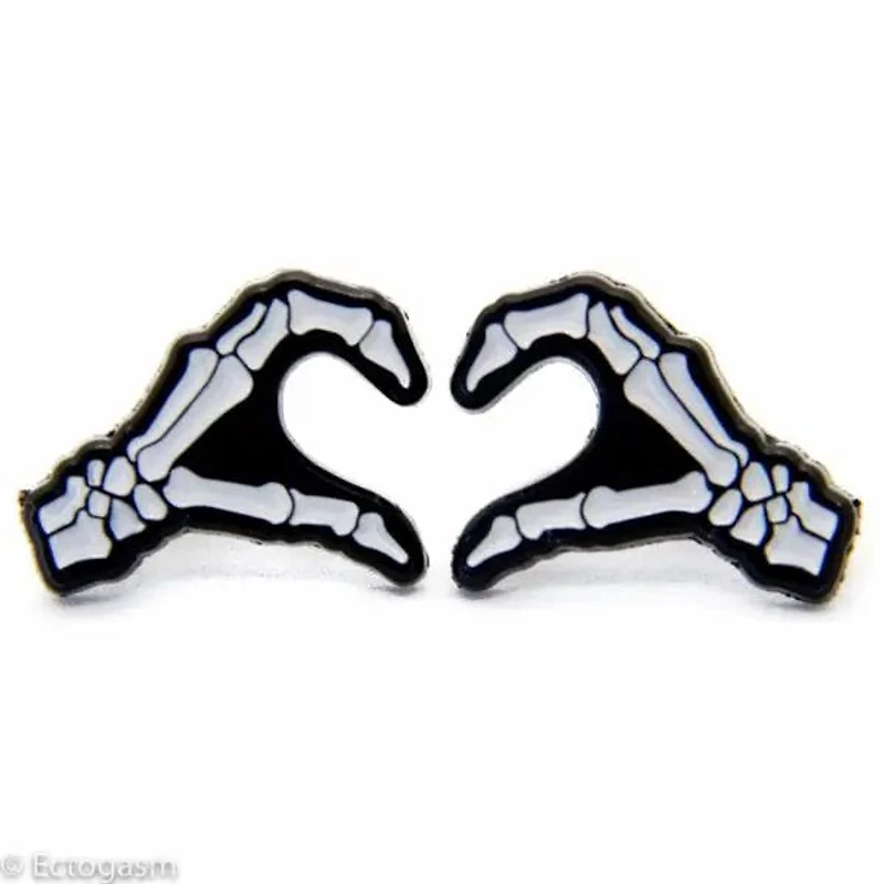 Skeleton Horror Heart Pin Set