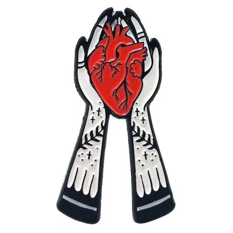 Hands Holding Heart Witchy Pin