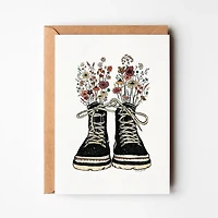 Floral Hiking Boots Greeting Card