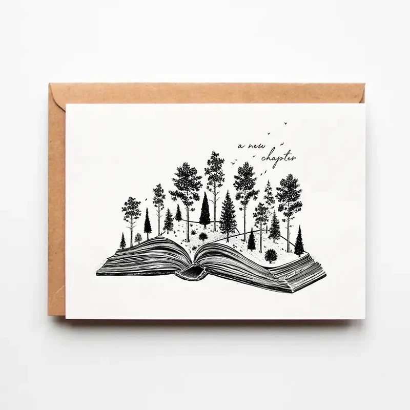 A New Chapter, Forested Book Greeting Card