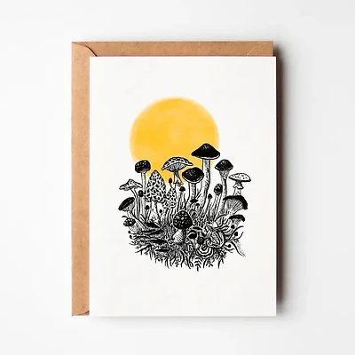Mushroom Dawn, Blank Greeting Card, Original Art Print Card