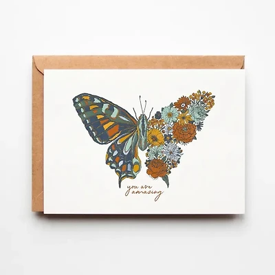 You Are Amazing Blooming Butterfly Greeting Card