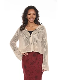 Celestial Lacy Cropped Zip Hoodie